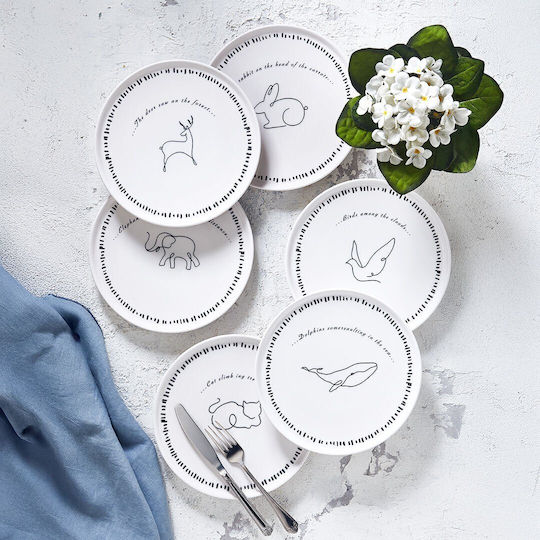 Set 6 Pieces Dessert Serving Plates Fireproof Animals 20x20cm