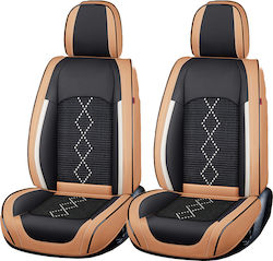 Premium Car Seat Covers 5 Seats Carguard Deluxe Perforated Eco Leather Textile Caramel Brown