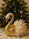 Weihnachtsfigur Goldener Schwan mit Goldenen Flügeln Gold Farbe 22x10x25cm