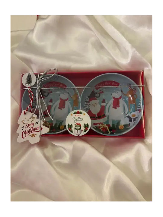 Set of 2 Metal Christmas Bowls Santa Design 84ml 10x3.5cm