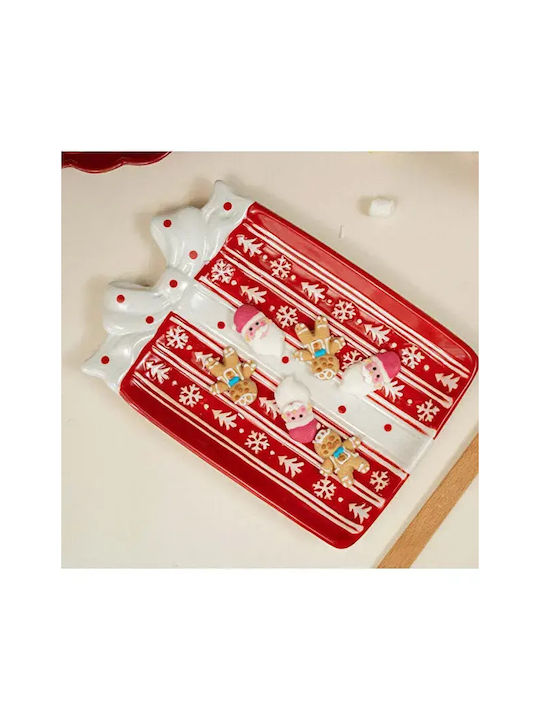 Red Gift Shape Platter Serving 28x20 Cm