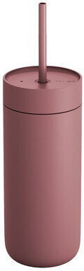 Fellow Carter Handled Tumbler Thermos Stainless Steel / Plastic BPA Free 473ml Pastel Pink with Straw and Handle