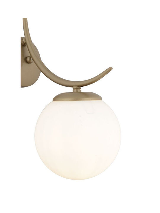 Modern Metal Wall Lamp with Vintage Glass Sphere Lighting – 33×22 Cm