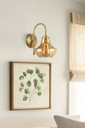 Retro Wall Lamp with Glass Cover and E27 Bronze 25cm