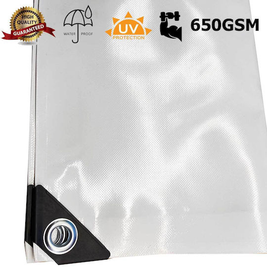 Dalimond Rings Waterproof Tarpaulin 650gr/m² 5x2m. Heavy Duty White
