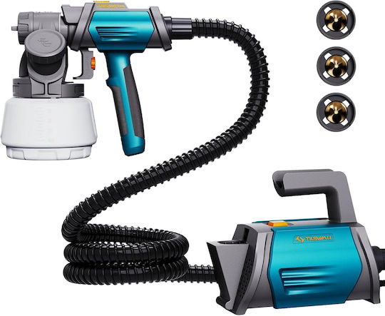 800 Hvlp Tilswall Shark Pistol De Vopsit 1300 Ml Capacitate 4 Duze 3 Moduri De Pulverizare 120 Din Ideal Pentru Vopsirea Interiorului Exteriorului Pereților Mobilei – Albastru