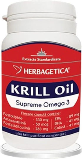 Supreme Krill Omega 3 Forte Dietary Supplement Herbagetica 30 Capsules