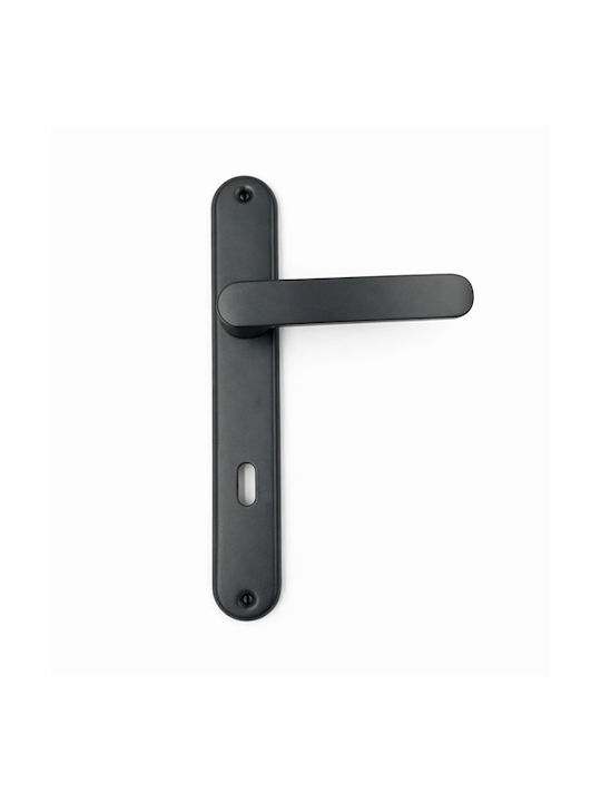 Finetto Lever Front Door with Plate Right Art.026a813 (Center Distance 75mm) Anthracite