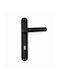 Finetto Lever Front Door with Plate Left Art.026a813 (Center Distance 75mm) Μαυρο Ματ