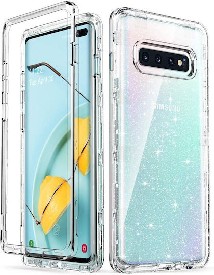 Jup Ulak Калъф 1619431 8865-22 Samsung Galaxy S10 Plus 3 В 1 Рамка TPU Прозрачен С Бляскави Елементи 6.4"