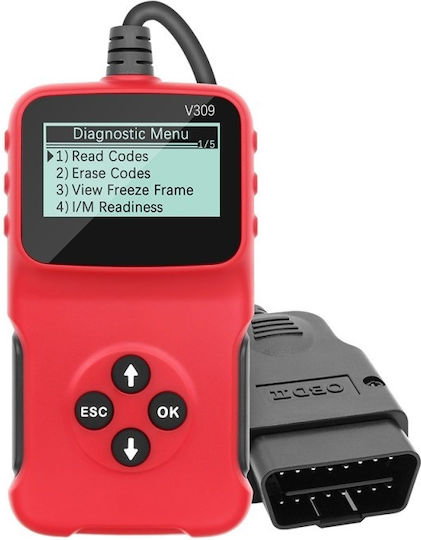 V309 Auto Diagnostic Scan Device Obd2 Read Clear Error Codes Lcd Screen Dtc Search Portable Universal Red Black