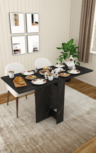 Ausziehbarer Küchentisch MDF Schwarz Marmor 133x60x75cm