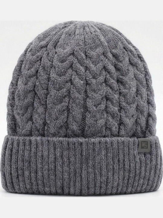 Beanie Männer Beanie mit Strickmuster in Gray Farbe