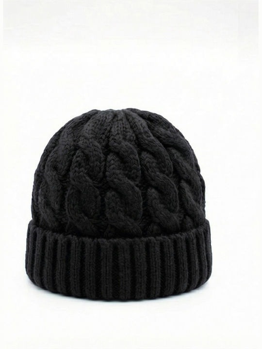 Beanie Männer Beanie mit Strickmuster in Schwarz Farbe
