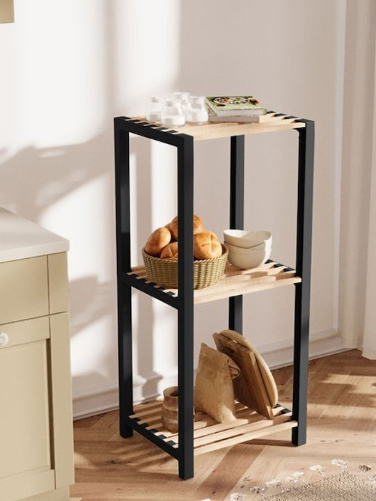 FixWood Επιδαπέδια Ραφιέρα Μπάνιου Ξύλινη 37x29x79cm Μαύρη
