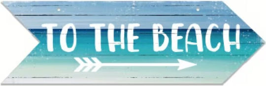 Decorative Sign "to Beach" Handmade Wooden 25x8cm