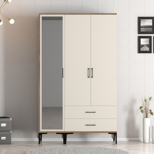 SteweHome Kleiderschrank Drei Türen Rt Lidya Crem 120x47x201cm