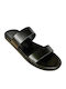 Leather Women's Flat Sandals in Black Color