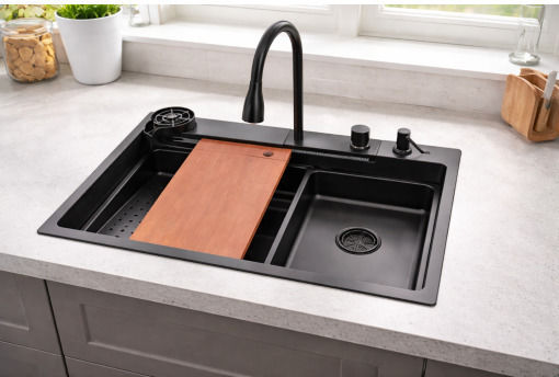 Finetto 271-41B05062SI Ένθετος Inox με Μπαταρία Μ80xΠ45cm Μαύρος