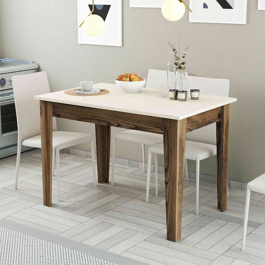 SteweHome Esszimmer- und Küchentisch Walnuss Creme 110x72x75cm