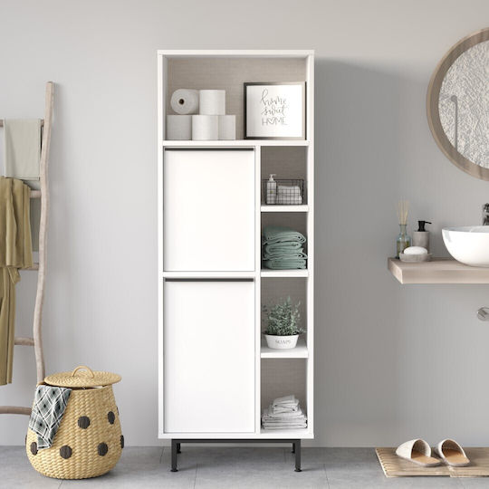 Badezimmerschrank Mdf Mit Metallfüßen Weiß 153,9x60x35cm