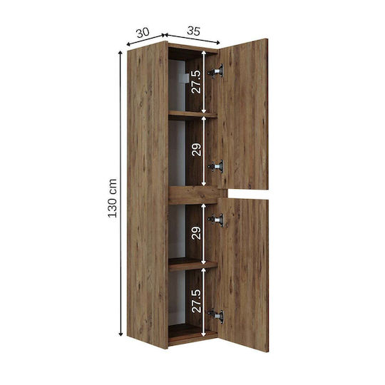 Dulap Pentru Prosoape De Baie Rafturi Stejar 35x30x130cm