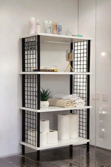 Bathroom Cabinet 4 Shelves Practical Elegant White 60x30x103cm