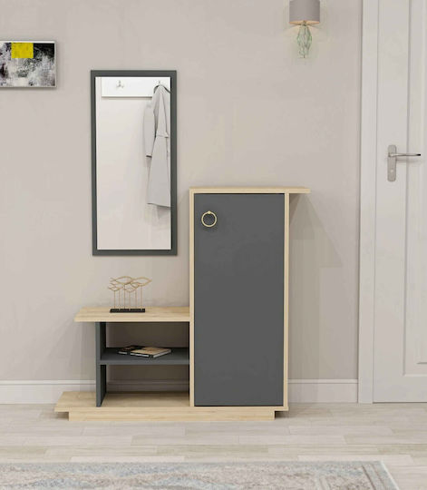 Mdf Мебел За Антре с Огледало И Гардероб 80x29.5x90см