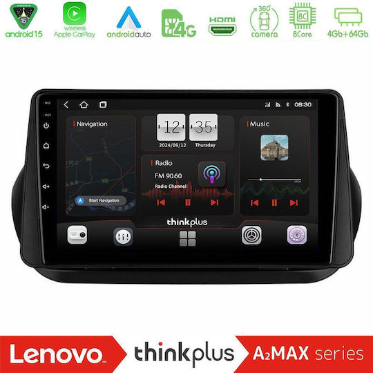 Lenovo Car Audio System for Peugeot Bipper Fiat Fiorino 2008-2017 with Touch Screen 10" Bluetooth USB Wi-Fi GPS Apple CarPlay Android Auto
