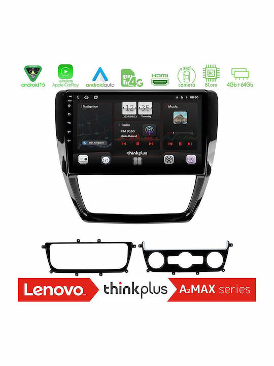Lenovo Auto-Audiosystem für Volkswagen Jetta 2011 2018 (Bluetooth/USB/AUX/WiFi/GPS/Apple-Carplay/Android-Auto) mit Touchscreen 10"