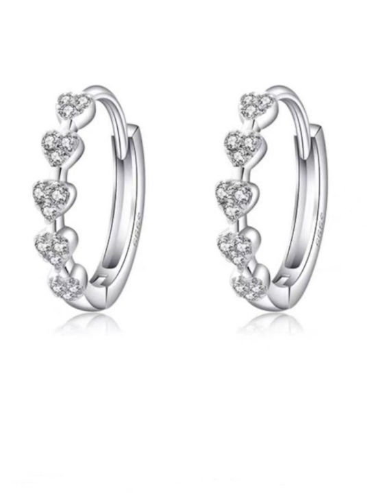 Single Earring Hoop made of Silver Gold Plated with Stones