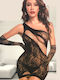 Katia Sexy Dress One Shoulder + Gloves Black