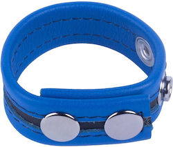 Red Tippy Leather Blue Cock Ring