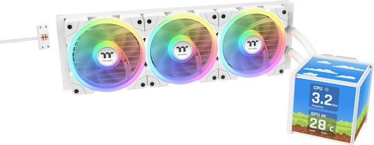 Thermaltake MINECUBE 360 Ultra AIO Υδρόψυξη AIO CPU με 3 Ανεμιστήρες 120mm και ARGB Φωτισμό Λευκή