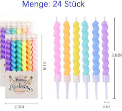 Lumanări Spirale De Ziua De Naștere 24 Bucăți Colorate Lungi Decorative Pentru Tort