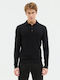 Long Sleeve Black Polo Sweater