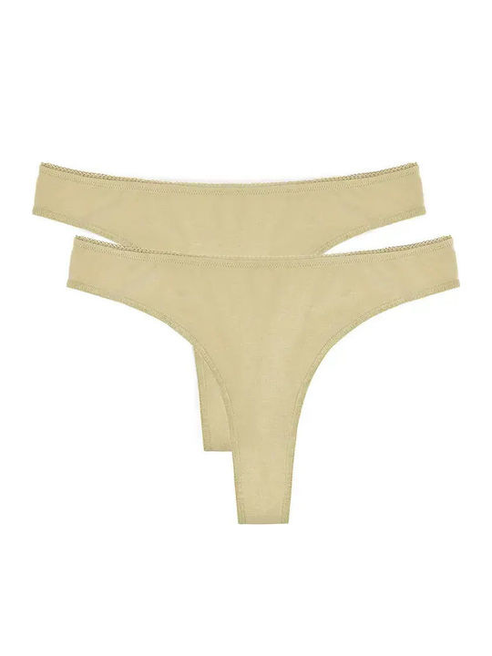 Promise Γυναικεία String 2Pack Μπεζ