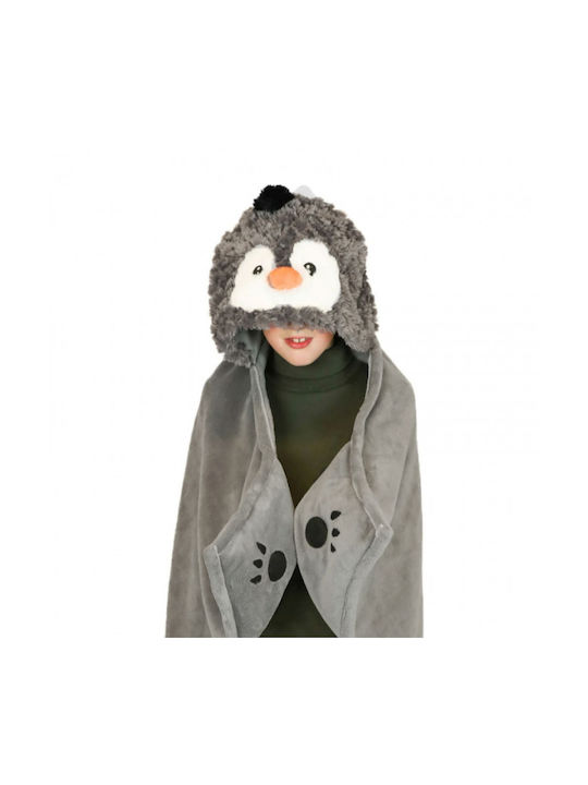 Noxxiez Κουβέρτα Penguin Γκρι 130x100εκ.