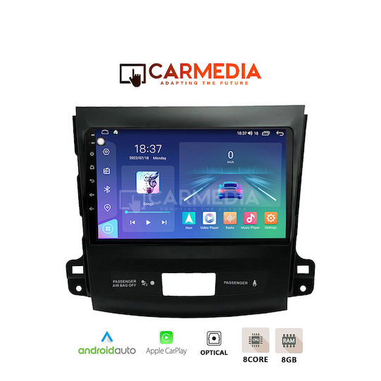 Carmedia Ηχοσύστημα Αυτοκινήτου για Peugeot 4007 Mitsubishi Outlander Citroen C-Crosser 2006-2012 (Bluetooth/USB/WiFi/GPS/Apple-Carplay/Android-Auto) με Οθόνη Αφής 12.3"