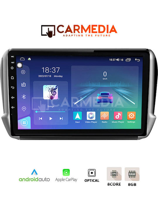 Carmedia Car Audio System for Peugeot 2008 2012-2020 (Bluetooth/USB/WiFi/GPS/Apple-Carplay/Android-Auto) with Touch Screen 12.3"