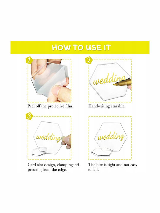 Acrylic Table Signs Wedding Table Decoration 25 Pieces + Gold Marker