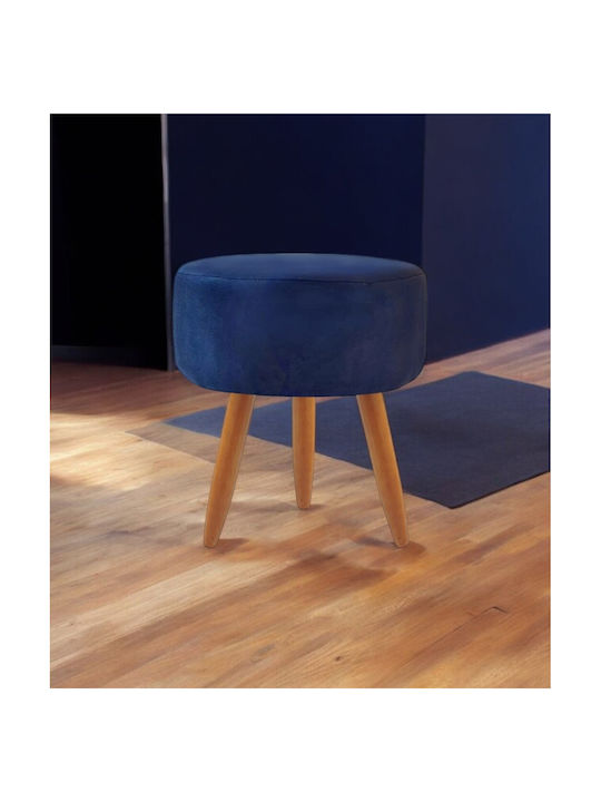 Round Decorative Stool with Thin Legs Dark Blue...
