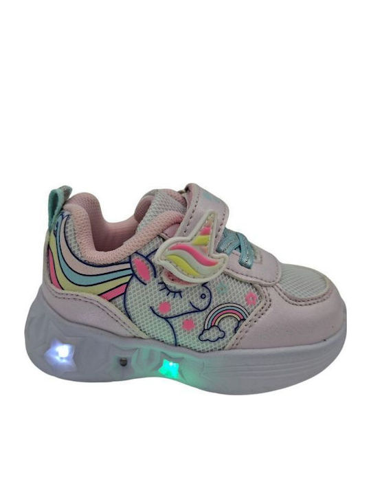 Παιδικά Sneakers με Φωτάκια Ροζ