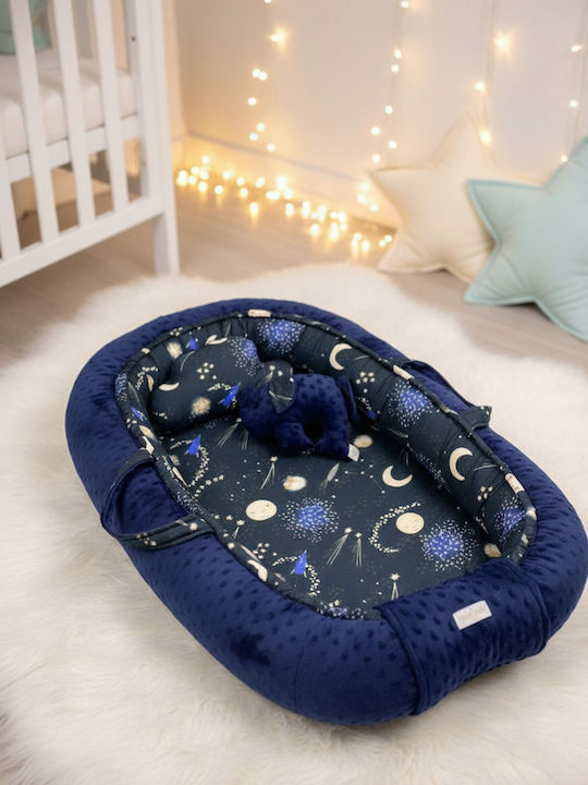 Velvet White Βρεφικό Μαξιλάρι Φωλιά Latex Navy Μπλε 60x90εκ.