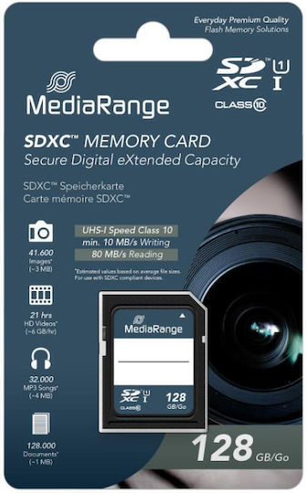 MediaRange SDXC 128GB Class 10 UHS-I 80MB/s