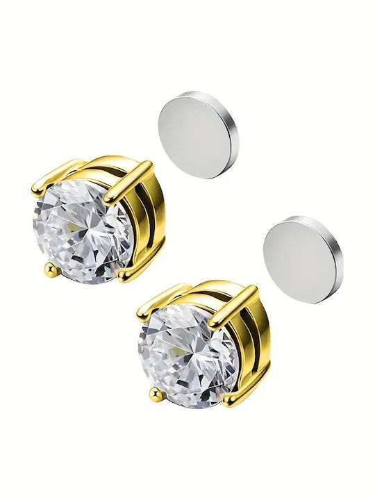 Theodora's Jewellery Ανδρικά Σκουλαρίκια από Ατσάλι Επιχρυσωμένα με Πέτρες Theodora's Jewellery Ανδρικά Σκουλαρίκια από Ατσάλι Επιχρυσωμένα με Πέτρες
