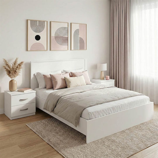 Pakketo Schlafzimmermöbel-Set Athos Weiß Mit Latten 140x200cm 3 Stück