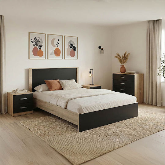 Σετ Κρεβατοκάμαρας Athos Sonoma Ανθρακί με Τάβλες 140x200εκ. 4τμχ