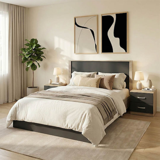 Спален Комплект Athos Sonoma Антрацит с Дъски 140x200см 3 Бройки