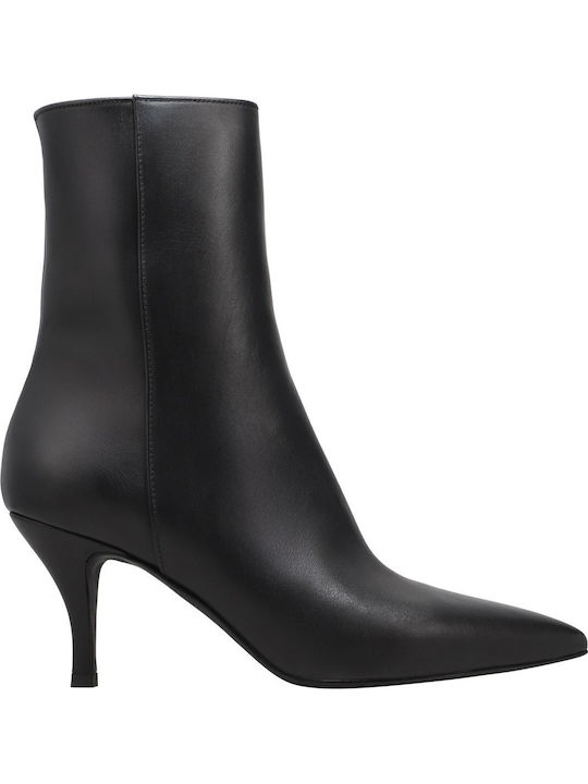 Leder Stiefeletten Damen Schwarz